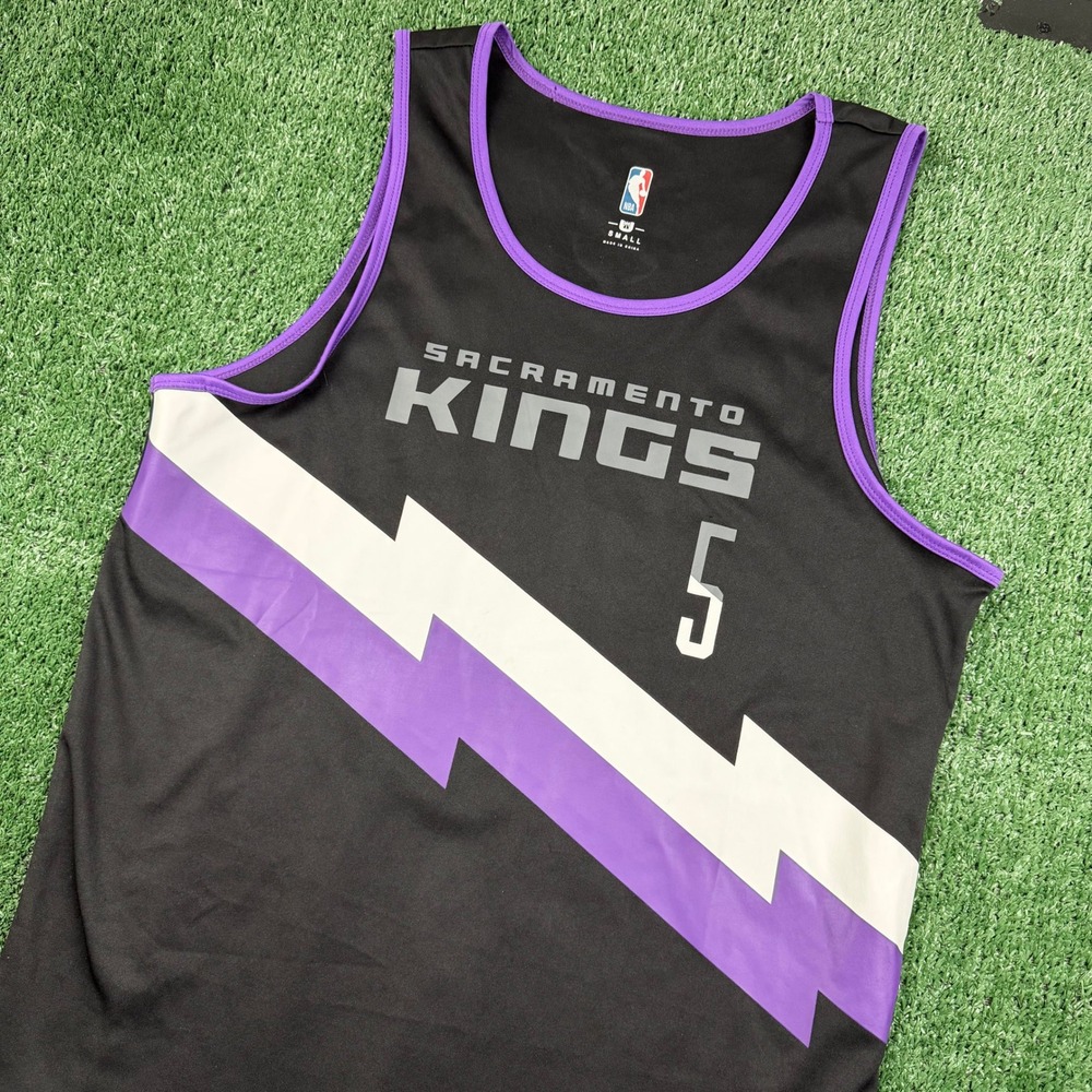 NBA Sacramento Kings De'Aaron Fox 5 Tank Top Mens Small Black Purple Jersey